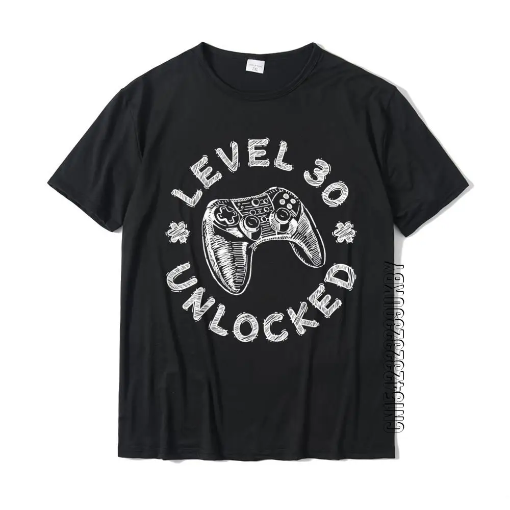 Level 30 Unlocked T-Shirt Video Gamer 30th Birthday Gift T-Shirt Camisa Tops Shirt Cotton Men Tshirts Camisa Rife