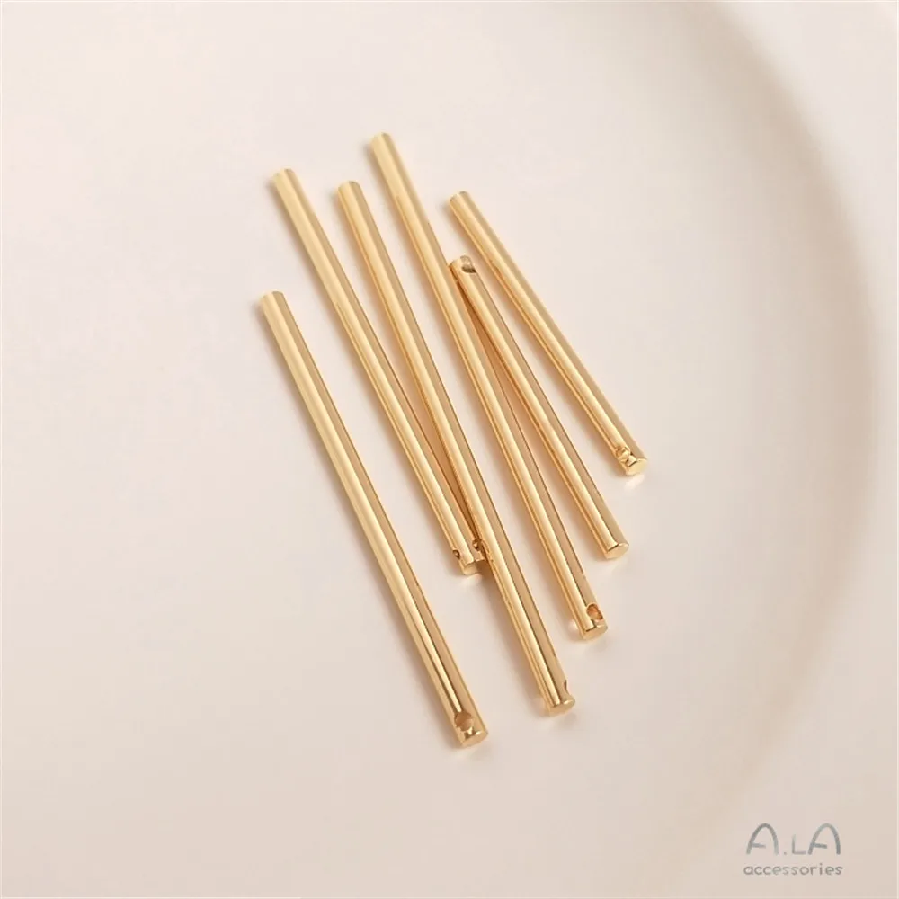 14K Gold Plated Drill round straight stick stick pendant earrings necklace pendant DIY accessories