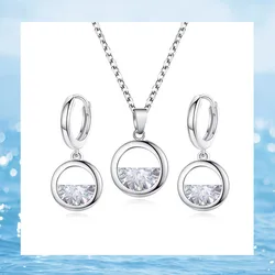 Woozu New Trendy Korean Crystal Round Minimalist Pendant Necklaces For Women Wedding Party Accessories Kolye Collares