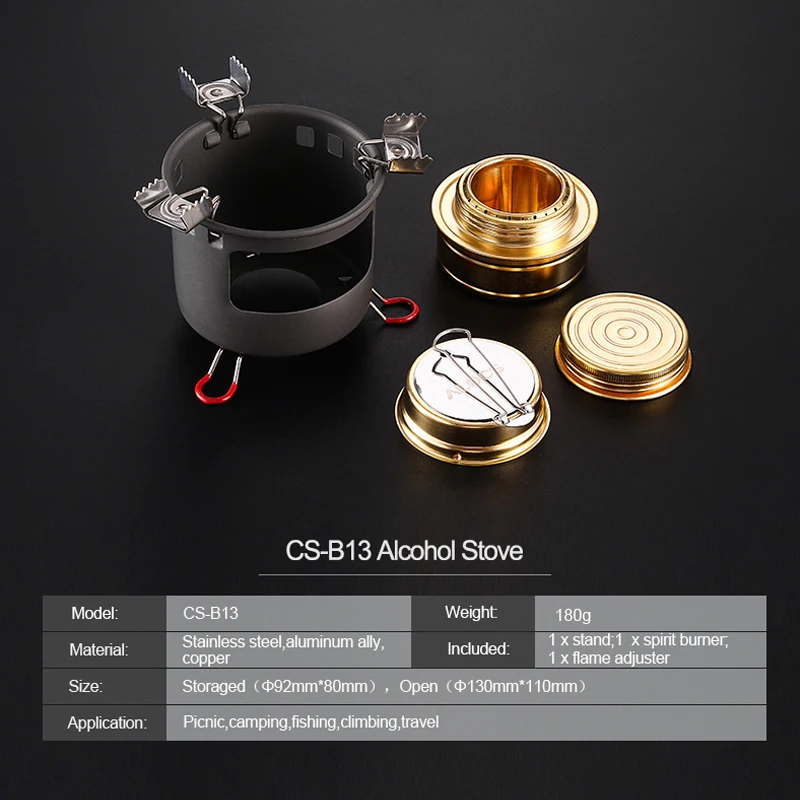 Alocs B13 Outdoor Portable Compact Mini Spirit Burner Camping Alcohol Stove Cooktop Flame Regulator Backpacking Picnic Hiking