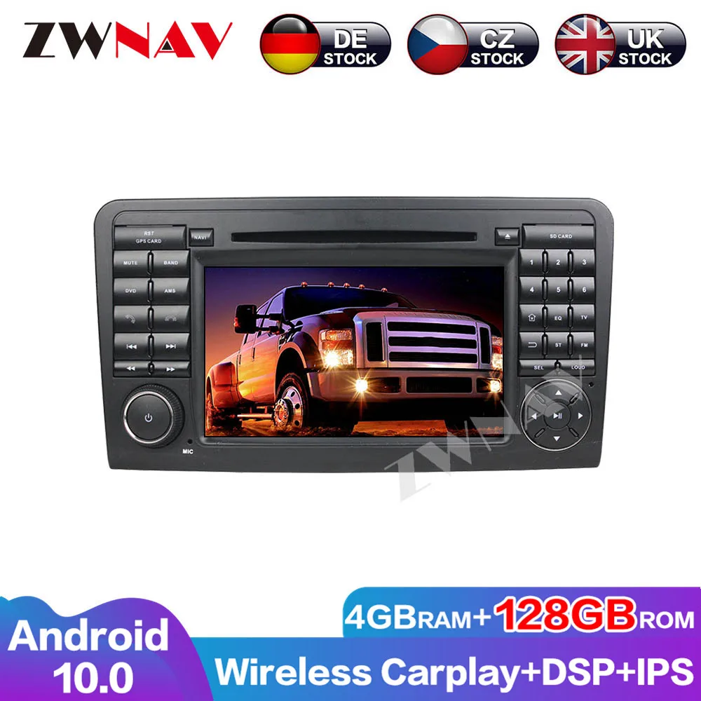 Android 10 4G+128G GPS Audio Navigation DSP wireless Carplay Radio  Head Unit Car DVD Player  For Benz ML CLASS W164  Multimedia