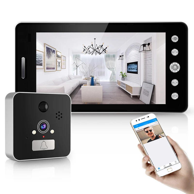 Videocitofono con rilevamento del movimento, campanello WIFI, citofono wireless da 4,3 pollici