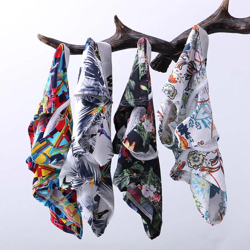 

3PCS/Lots Mens Underwear Sexy Lingerie Elephant Bugle Pouch Printed Boxer Shorts Ultra Thin Ice Silk Boxershorts Gay Panties 2XL