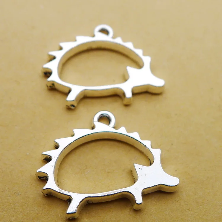 15pcs/Lot 17x21mm 3D Hedgehog Hollow Charms Antique Silver Color Pendants for DIY Jewelry Making Charm