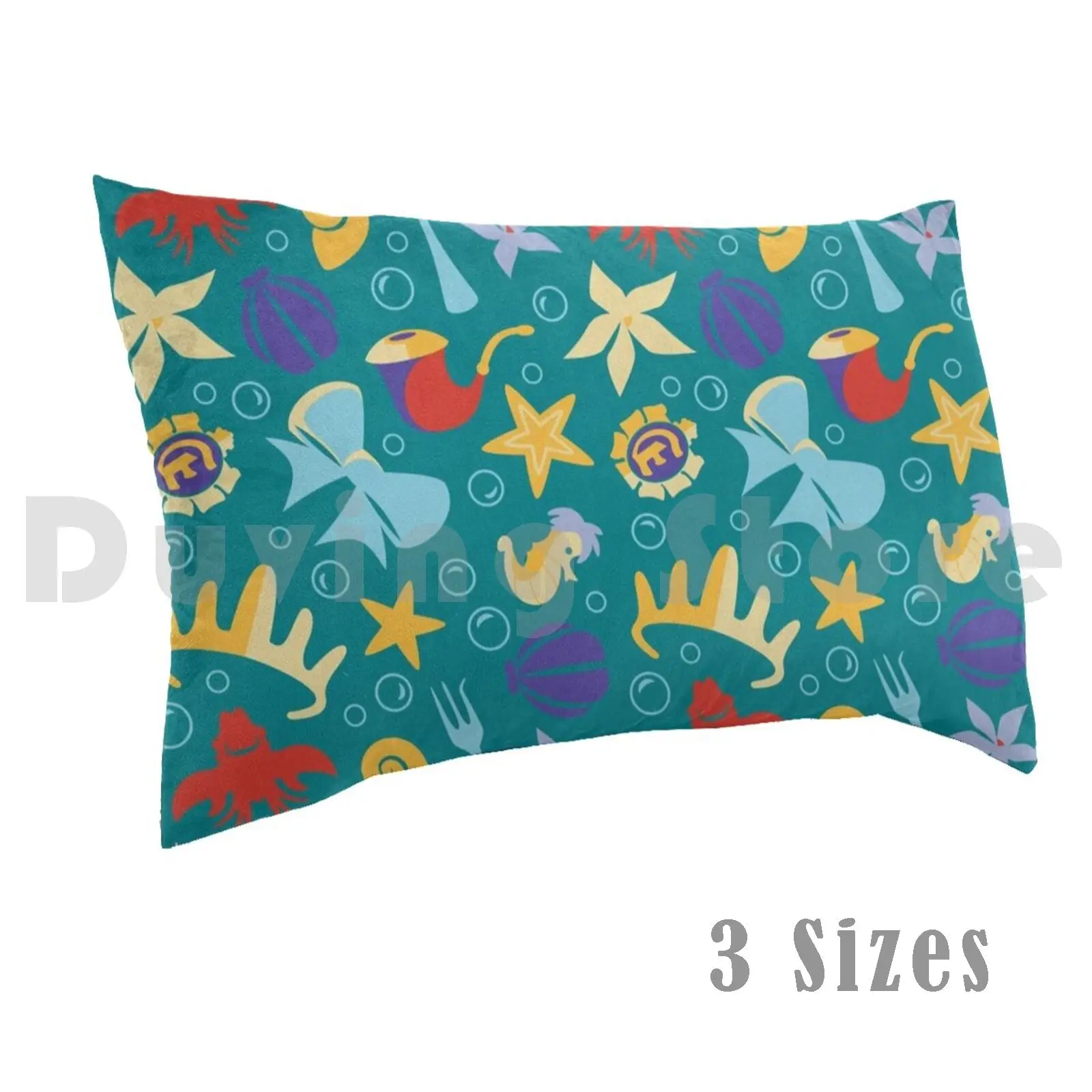 Under The Sea Pillow Case Printed 35x50 Little Sea Ocean Triton Sea Horse Fork Crab Starfish Mermaid Prince