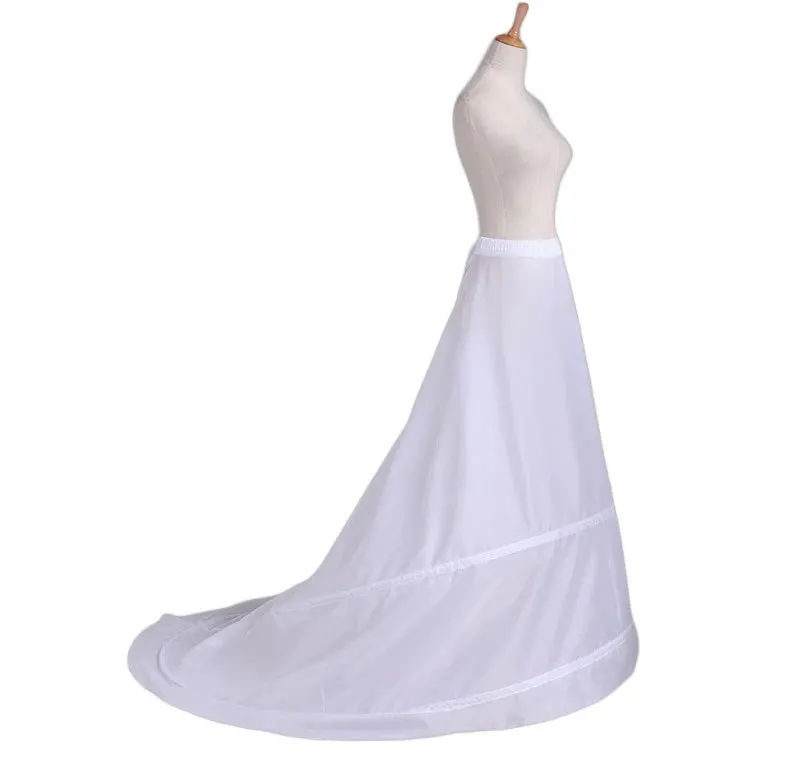 Jupon Crinoline de Taille pour Femme, 2 Cerceaux avec Train de Chapelle, Accessoires de Mariage