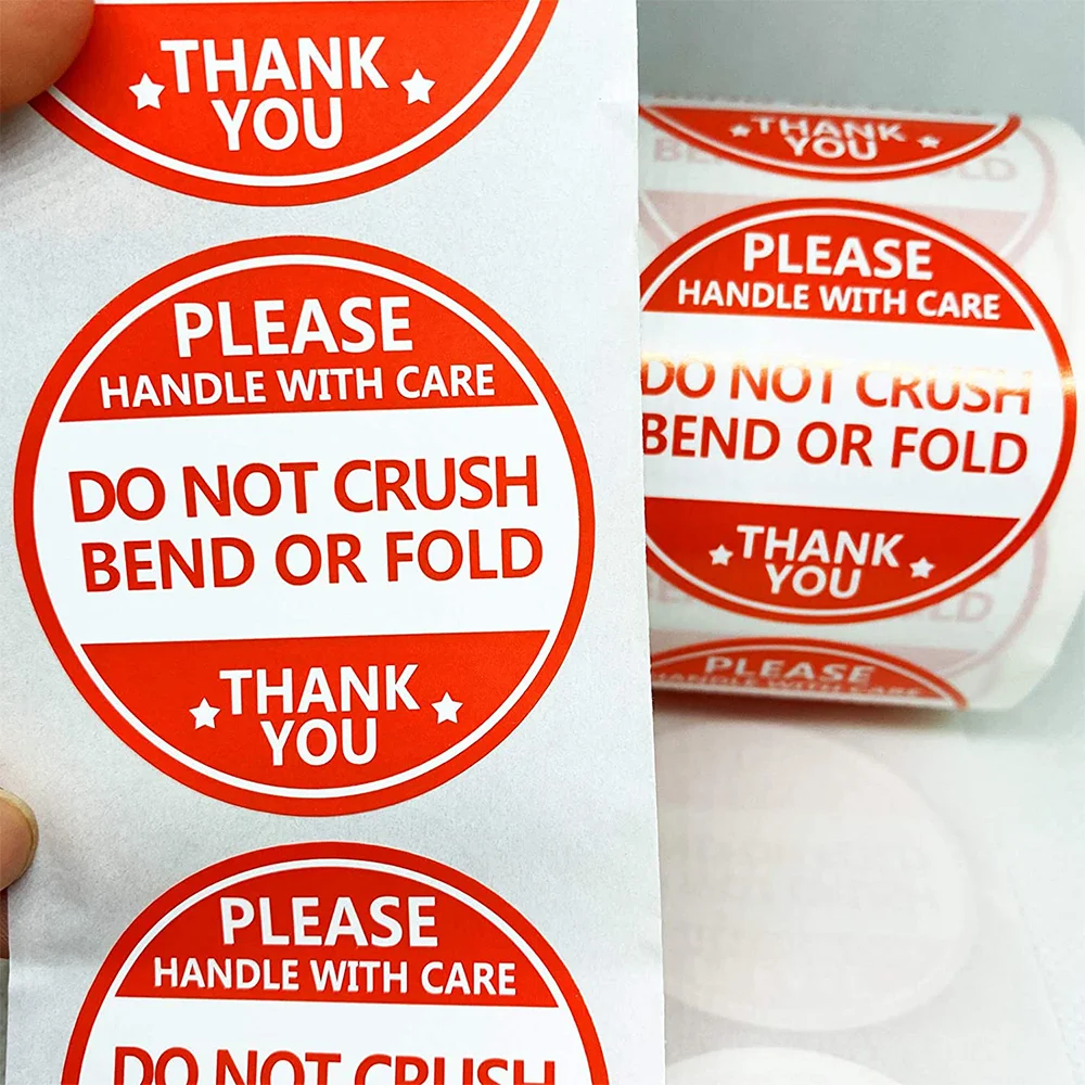 2 Inch Fragile Please Do Not Crush Bend or Fold Shipping Handling Warning Stickers Labels for Package 500 Pcs Per Roll