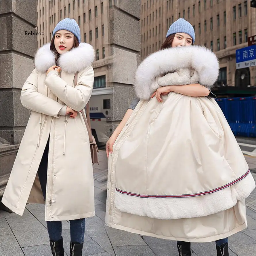 

Women Thicken Parkas Fur Liner Hooded 2020 New Autumn Winter Coat Women Wadded Jacket Long Parkas Gilrs Jaqueta Feminina