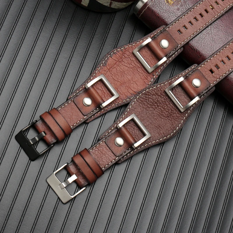 High Quality Vintage Bracelet Retro for Fossil JR1157 Brown Black Watchband Men Watch accessories Cowhide Strap Style 24MM