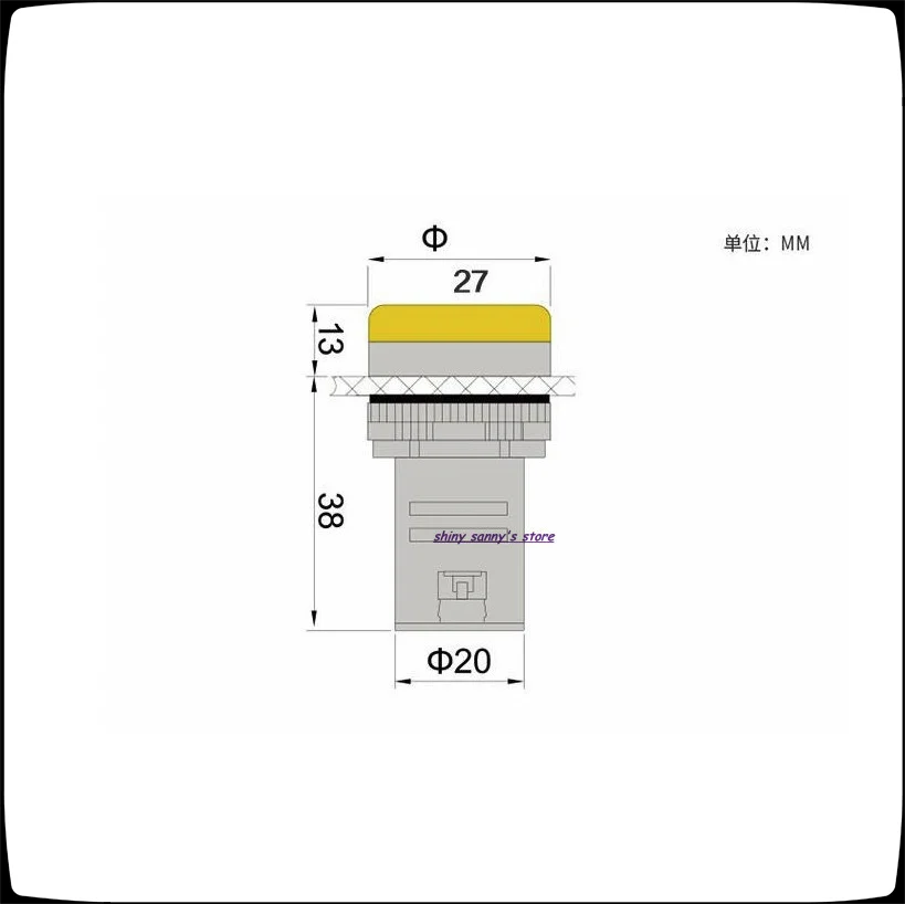 5 Pcs/Lot AD16-22D/S  22mm Yellow AC/DC 12V,24V,36V,110V, AC220V LED Power Indicator Signal Light Pilot Lamp