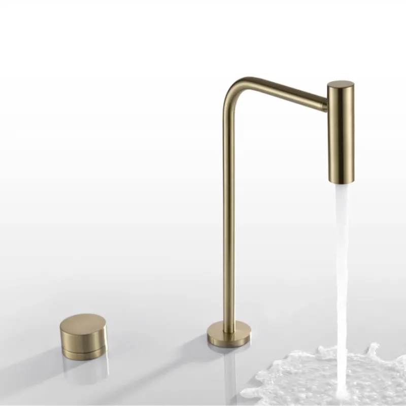 

New Basin Faucet Bathroom Widespread hot and cold cretive Brass water Mixer Tap Brush gold black Basin Water Sink Mixer crane