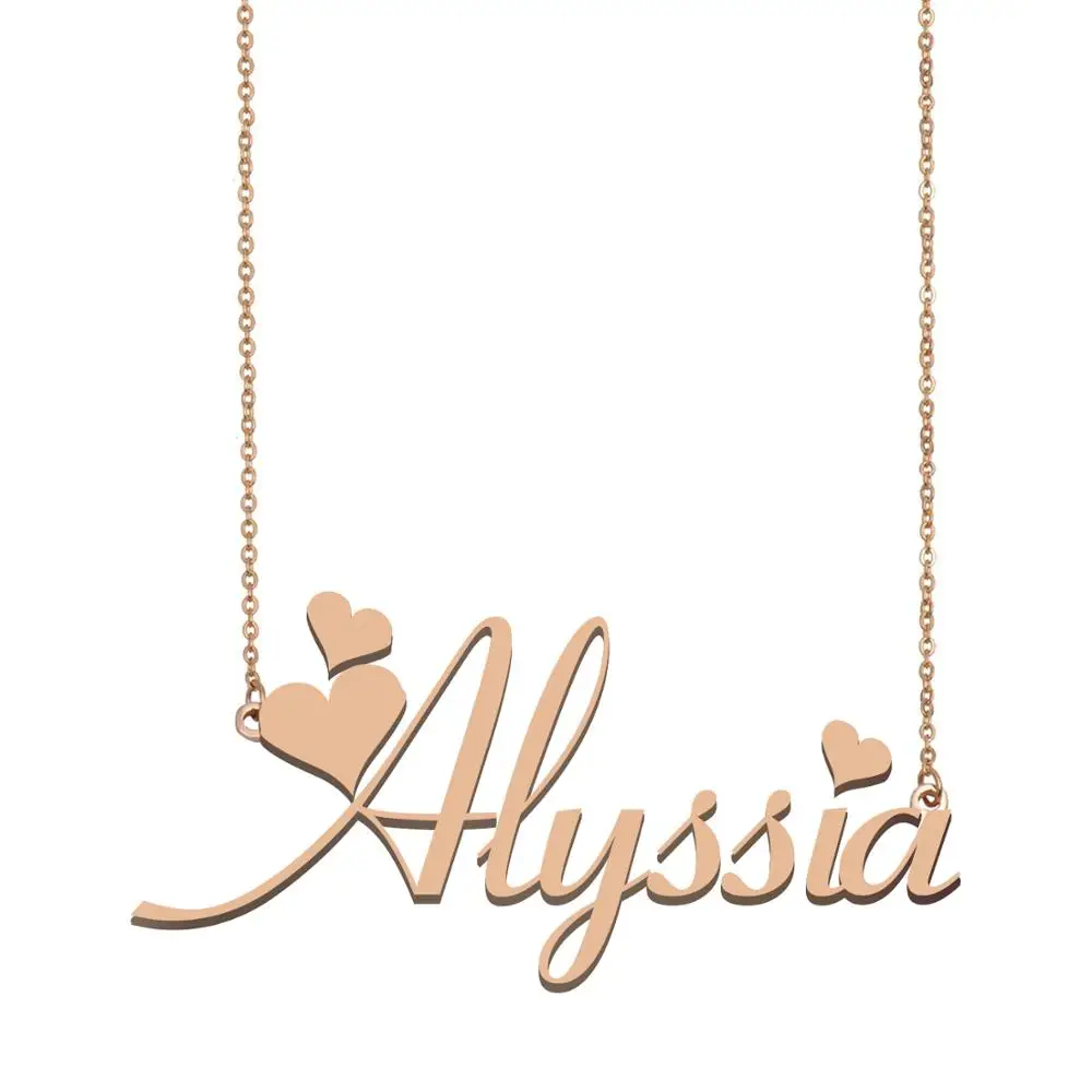 

Alyssia Name Necklace Gold Stainless Steel Nameplate Pendant for Women Girls Birthday Wedding Christmas Jewelry Gift