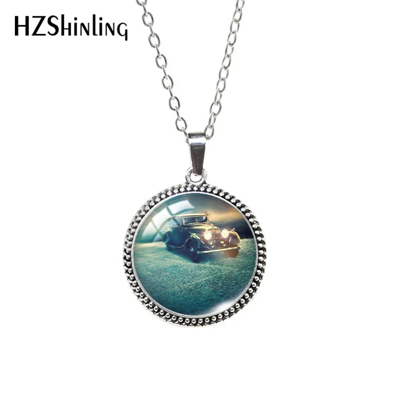 Antique Glass Necklace Good Omens Aziraphale Crowley Patterns Retro Necklace Dome Pendants Jewelry