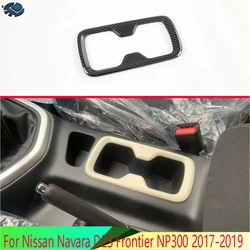 For Nissan Navara D23 Frontier NP300 2017-2021 Carbon Fiber Style Front Center Console Cup Drink Holder Cover Trim Bezel Frame