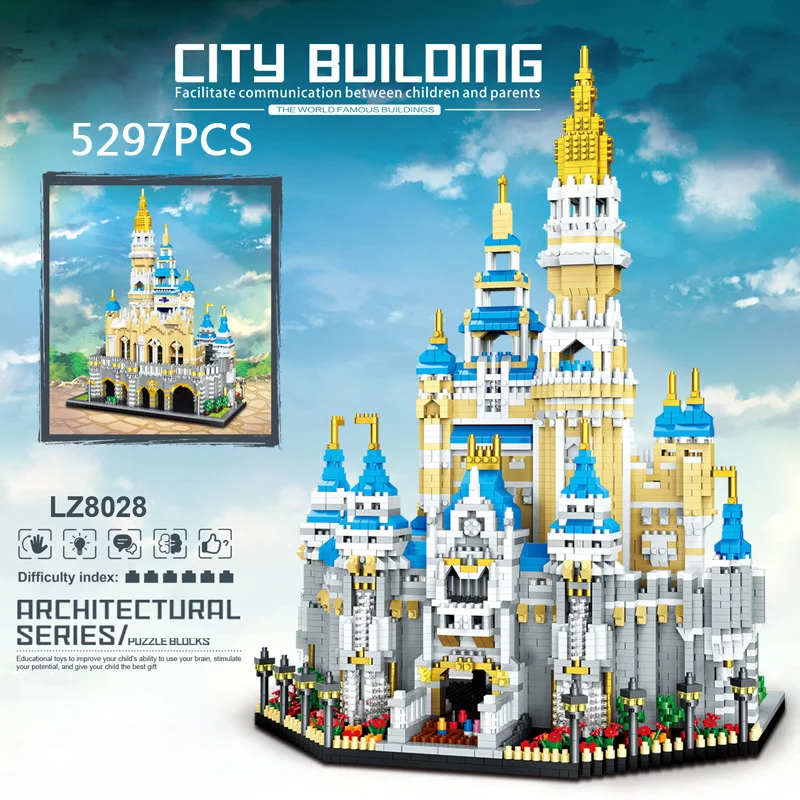 

Creative Amusement Park Micro Diamond Block Fairy Tales Castle Scenic Spot Model Build Brick Toy Nanobrick Collection For Gifts