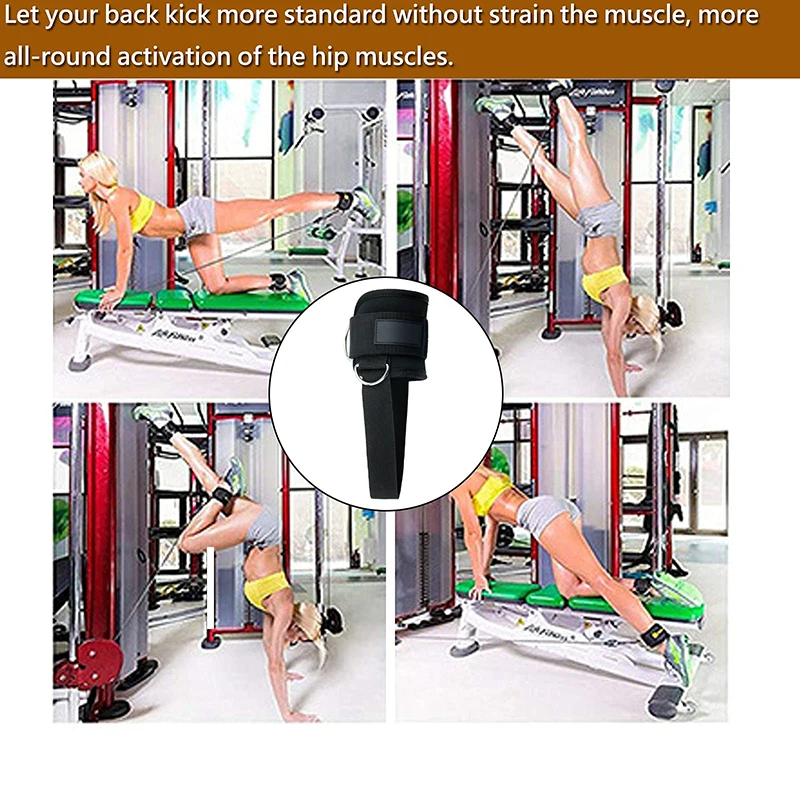 Wyściełane d-ring regulowane kobiety mężczyźni kostki pasek Kickbacks ze stałą liną do maszyn kablowych mankiety na kostkach Glute noga Butt Workout