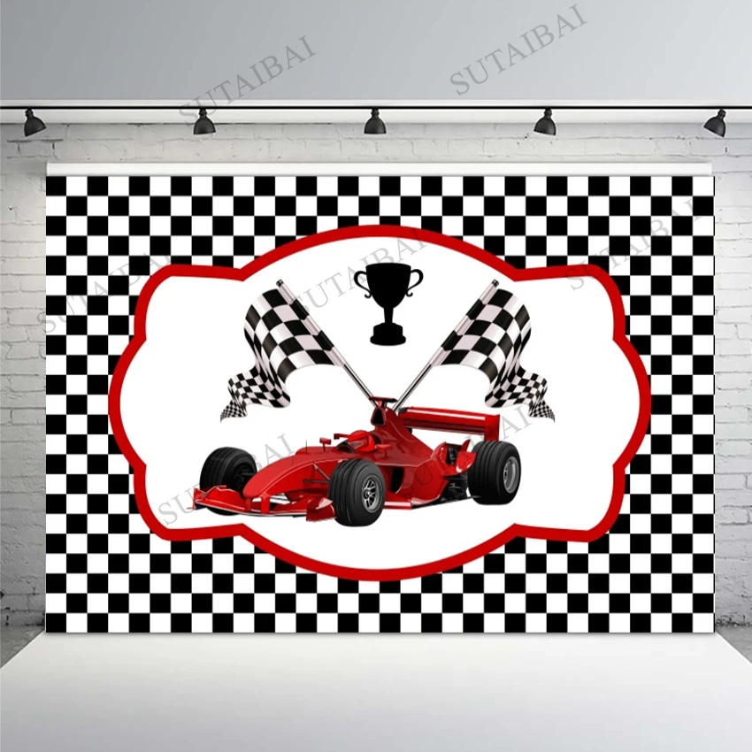 Photography Backdrops F1 Racing Car Match Champion Flag Birthday Party Decoration Photographic Background Photo Studio Photozone