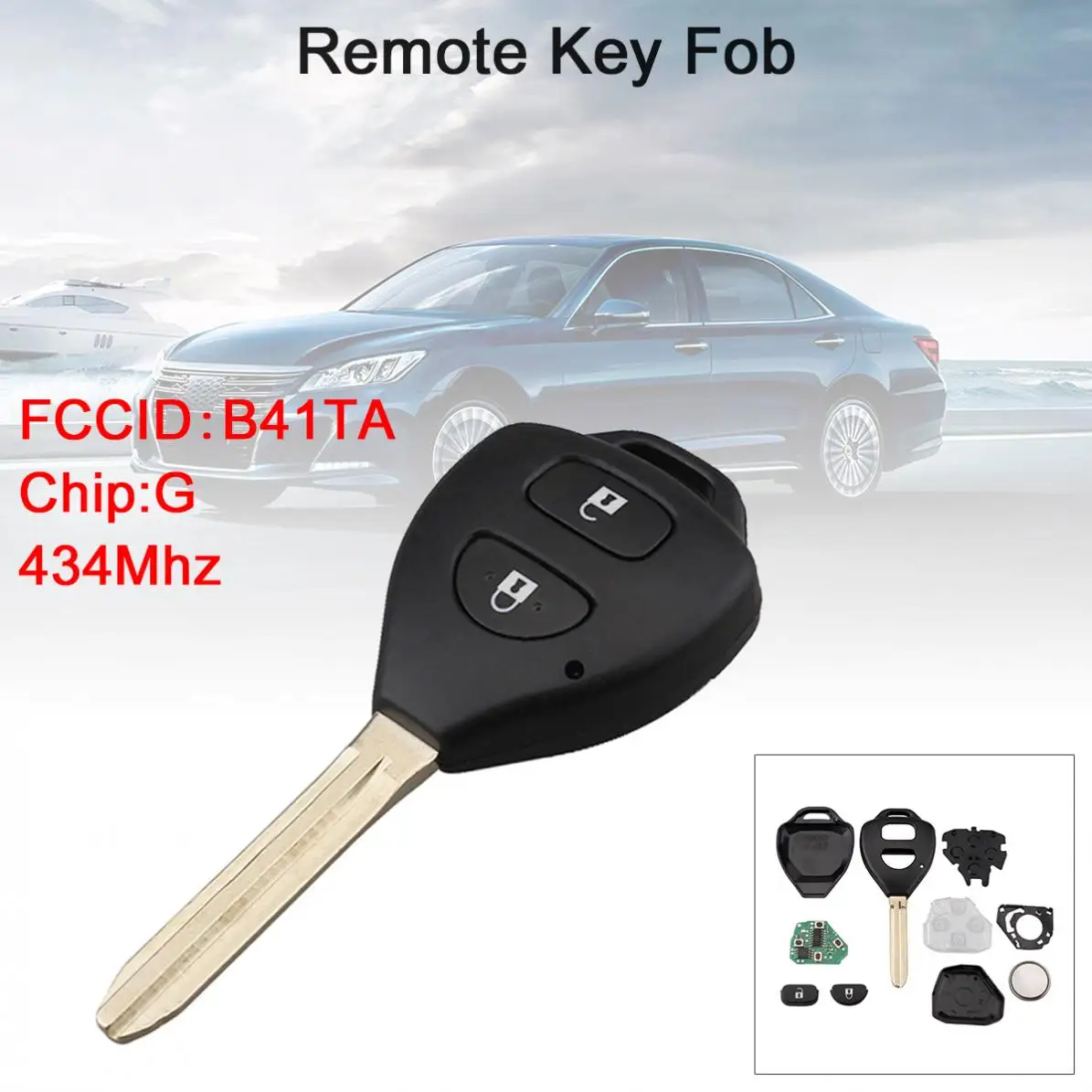 434Mhz 2 Buttons Car Remote Key Fob with G Chip B41TA Fit for Toyota Hilux / Yaris 2009-2015