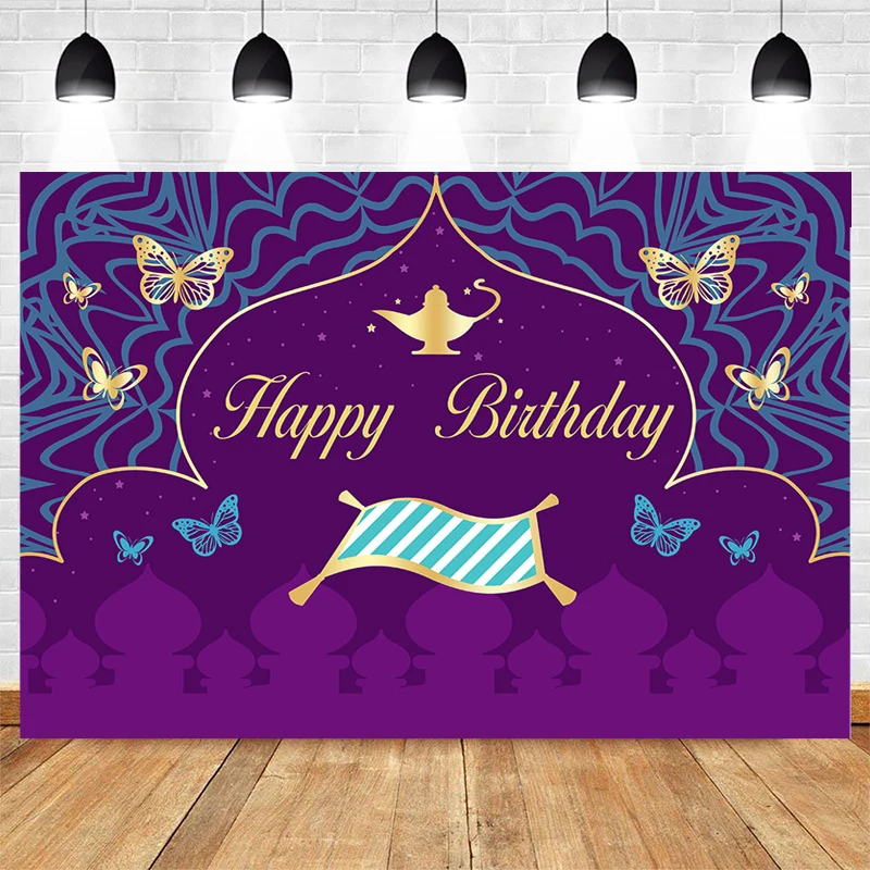 Mocsicka Diwali Photography Background Night Palace Flying Carpet Scene Wall Backdrops Birthday Custom Banner