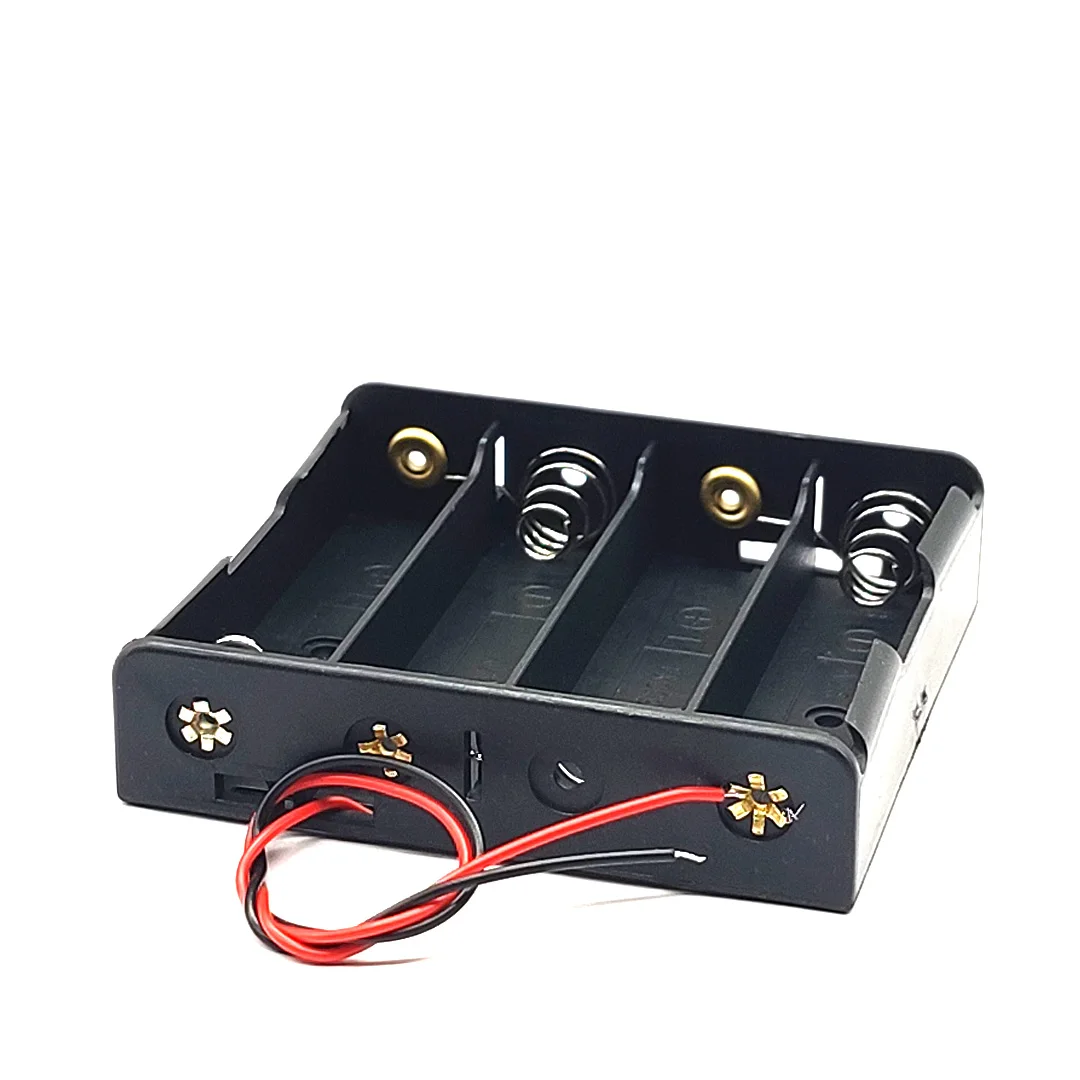 Caja de almacenamiento de batería DIY, contenedor de plástico negro con Clip, Pin de plomo de cable, 1x2x3x4x18650