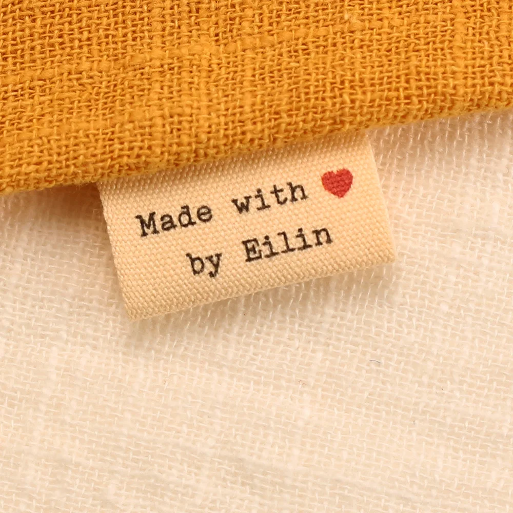 Handmade Cotton Label with Logo or Text, Sewing Accessories, Tags for Knitted Things, Custom, Gift Tags, 25x42mm, MD2045