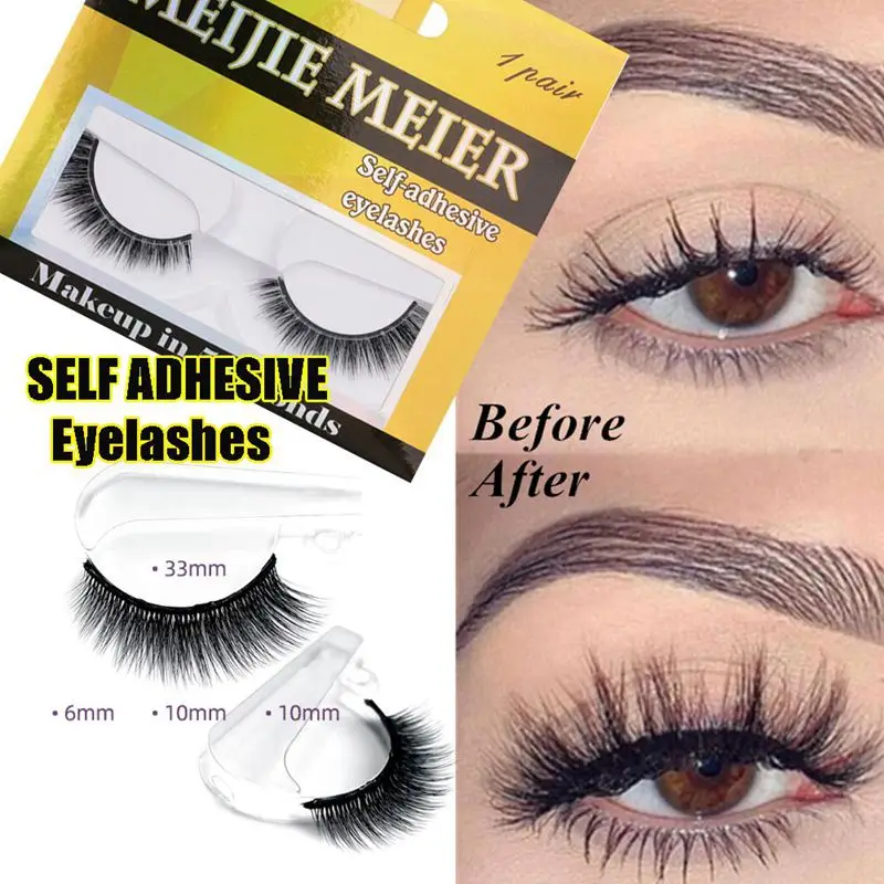 1Pair Self-adhesive Glue Free Faux Mink Eyelashes No Residue On The Skin 3D False Eyelashes Reusable Natural Long Eyelash Makeup