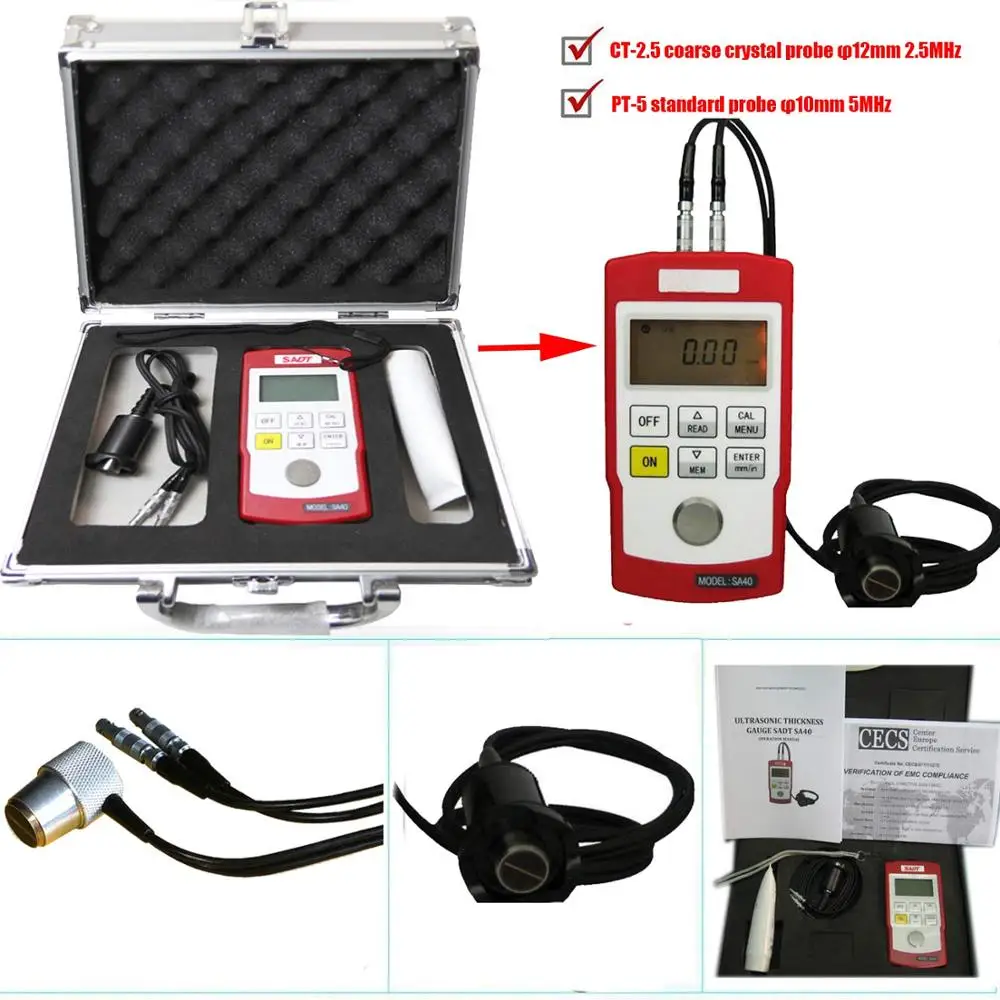 Digital Ultrasonic Metal Thickness Gauge of Wall Thickness Meter Tester Velocity Measurement