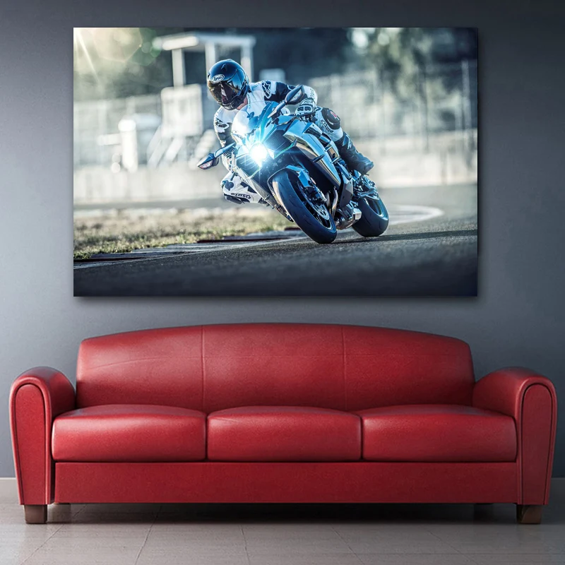 Race Sport Kawasaki Ninja H2a Motorcycles Wall Art Posters Canvas Prints silk paintings For Living Room Decor