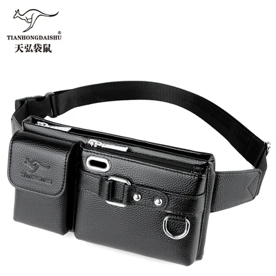 PU Leather Waist Packs Pack Belt Bag Phone Pouch Messenger Bags Travel Waist Pack Male Small Waist Bag Chest bags