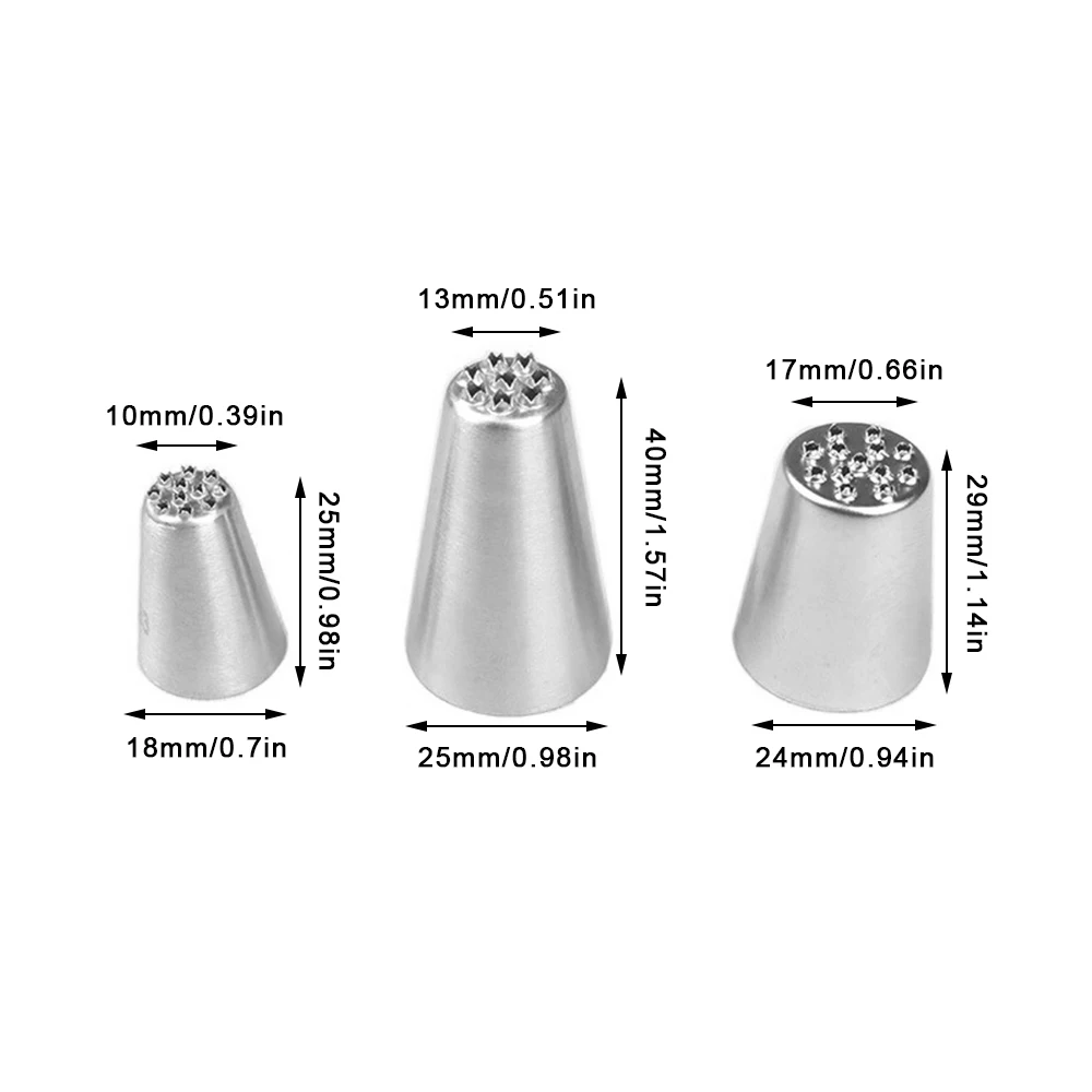 1/3個ケーキ草クリームデコレーションヒントセットノズルカップヘッドケーキデコレーションツール菓子わらステンレス鋼配管アイシング