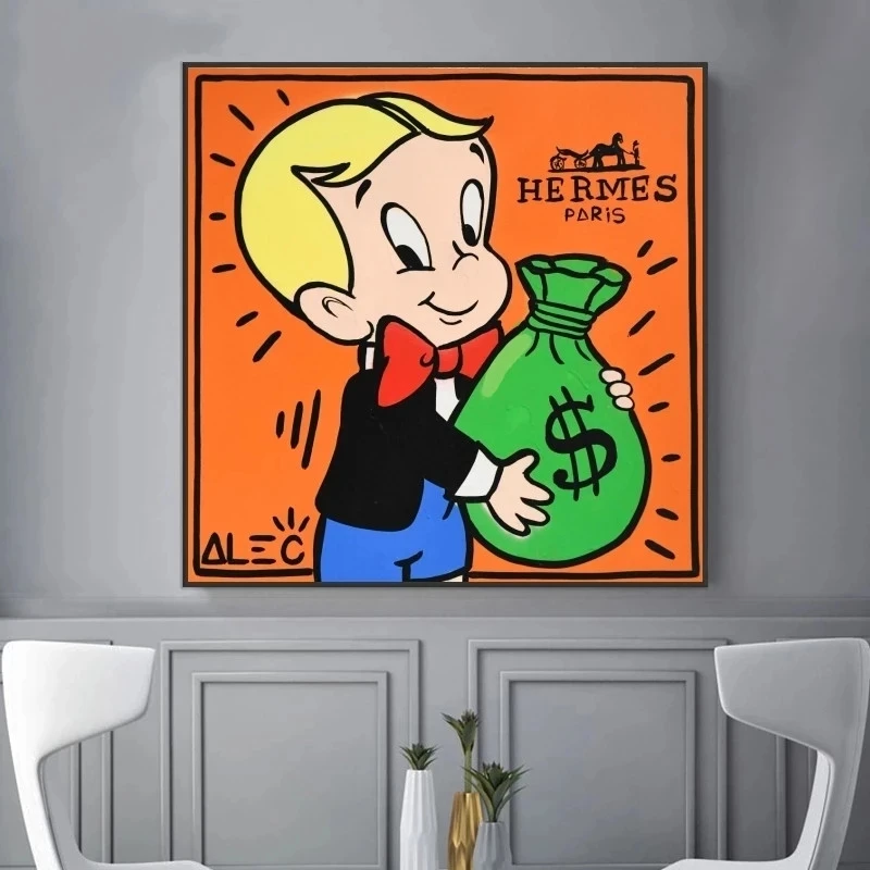 Alec Monopoly Rich Money Man Canvas Painting on the Wall Art Posters and Prints Graffiti Art Wall Pictures Home Decor Cuadros