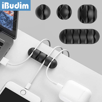 iBudim Cable Organizer Silicone Cable Winder for Desktop Wall Cable Management Clips for Computer Wire Mouse Keyboard Headphone