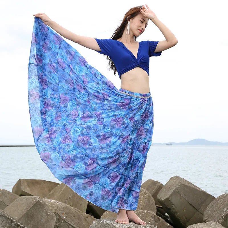 

New Tribal Belly Dance Performance Gypsy Clothes Bohemia Floral Skirt Women Linen Skirts Gypsy Style Wear for lady