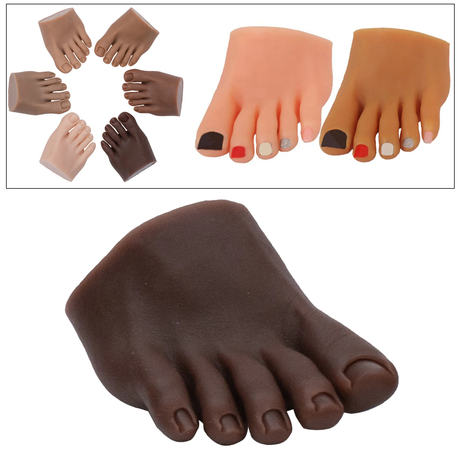 

Nail Practice Foot Mannequin with Fake Toes for Pedicure Training Nail Display Silicone Nail Trainning Foot Fake Model Flexible