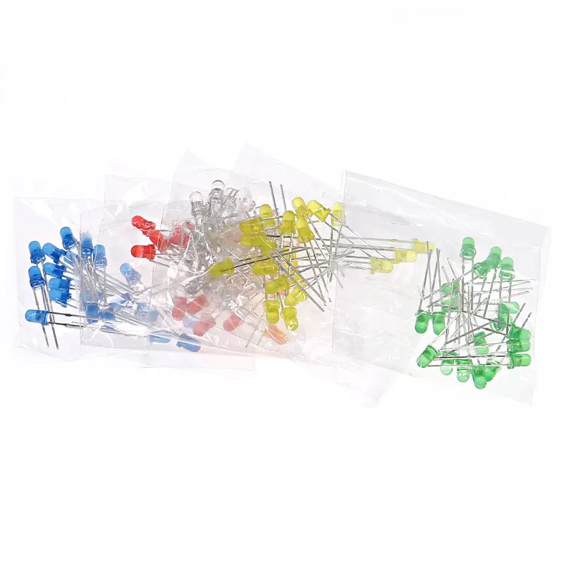 100pcs 3mm LED Diode Assorted Kit White Green Red Blue Yellow Orange Pink Purple Warm white DIY Light Emitting Diode