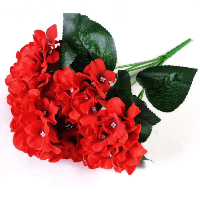 New Arrival 1Pcs 6 Heads Rural Style Artifical Silk Flower Hydrangea Wedding Decorative Simation Bouquet 7 Colour Free Shipping