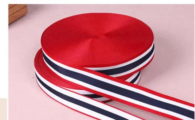 2M 30mm Red White Black Bottom Stripe Printed Grosgrain Ribbon Decoration Belt DIY Bow Clothing Sewing Accessories Material Band