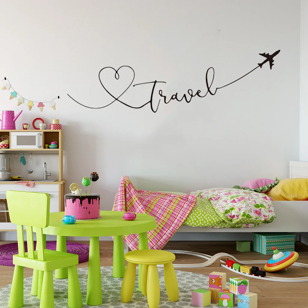 CREATIVE Travel theme wall sticker Art font bedroom living room decoration Decals wallpaper Hand carved home background stickers