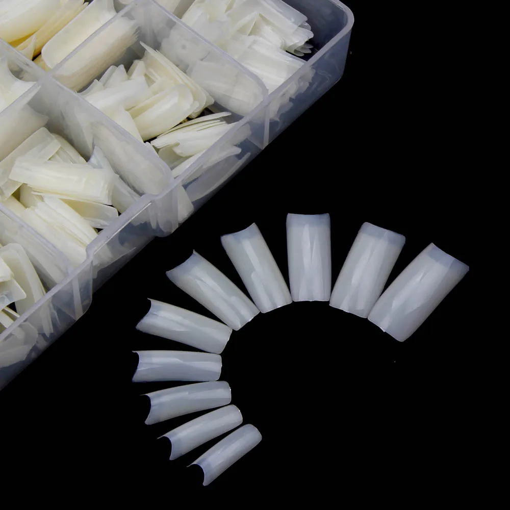 500Pcs/Box Clear Nail Tips Coffin Full Cover Artificial Fake Nails Capsule Acrylic Lady French Gel Manicure Finger Nail Art Tool