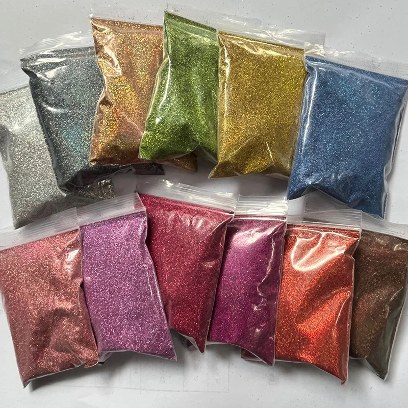 

12Color 50g/bag 600g 0.2MM Holographic Nail Powder Shimmer Laser Glitter for Nail Art DIY Decorations Silver Gold UV Gel