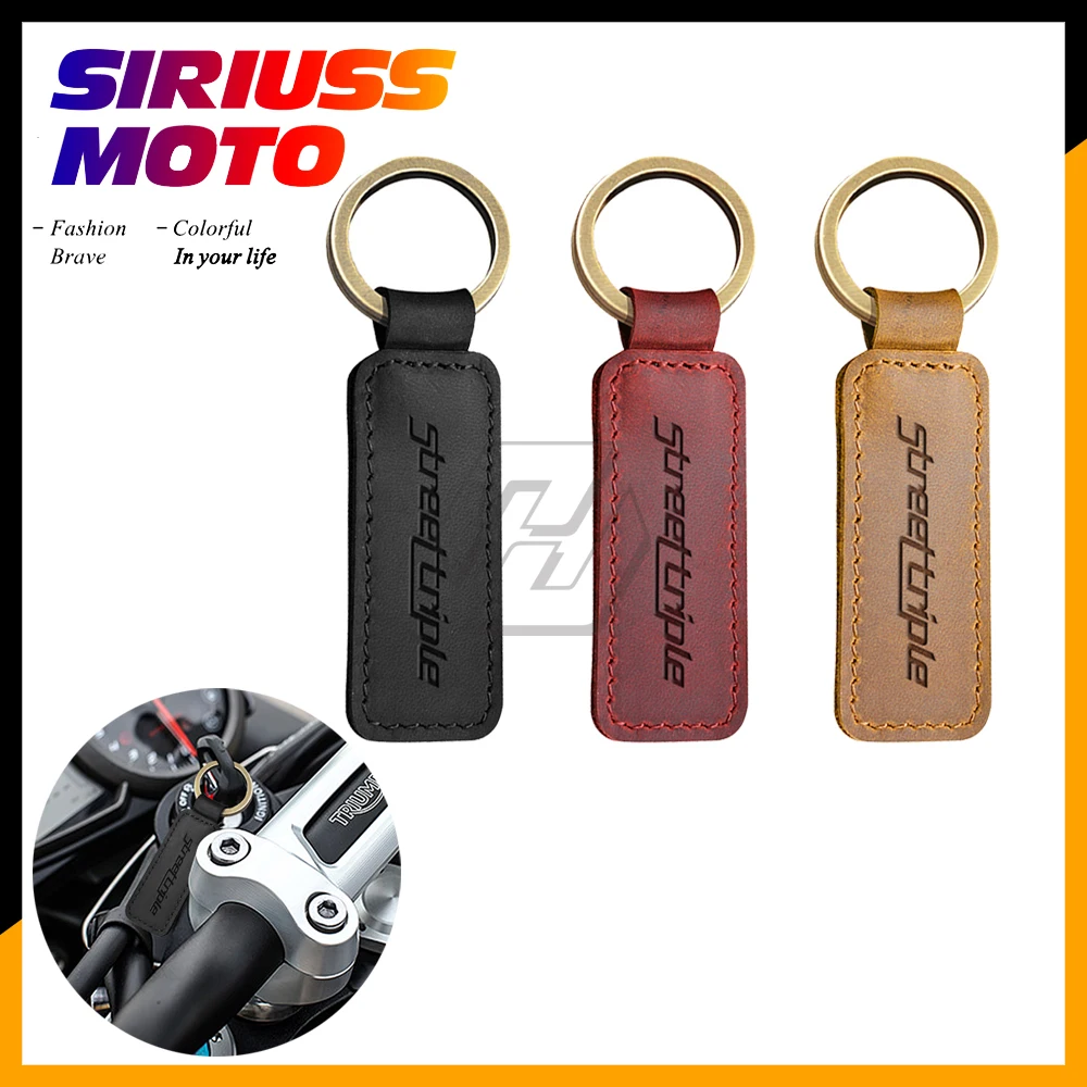 Motorcycle Cowhide Keychain Key Ring Case for Triumph Street Triple 675 765 R RS