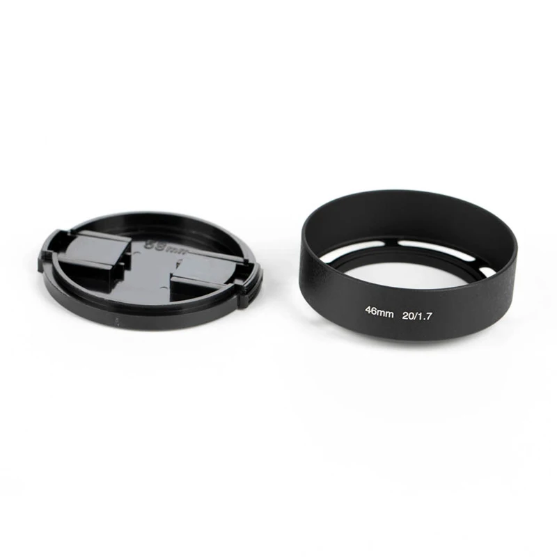 For Panasonic G 20mm f1.7 46mm Metal Lens Hood With Black Cap