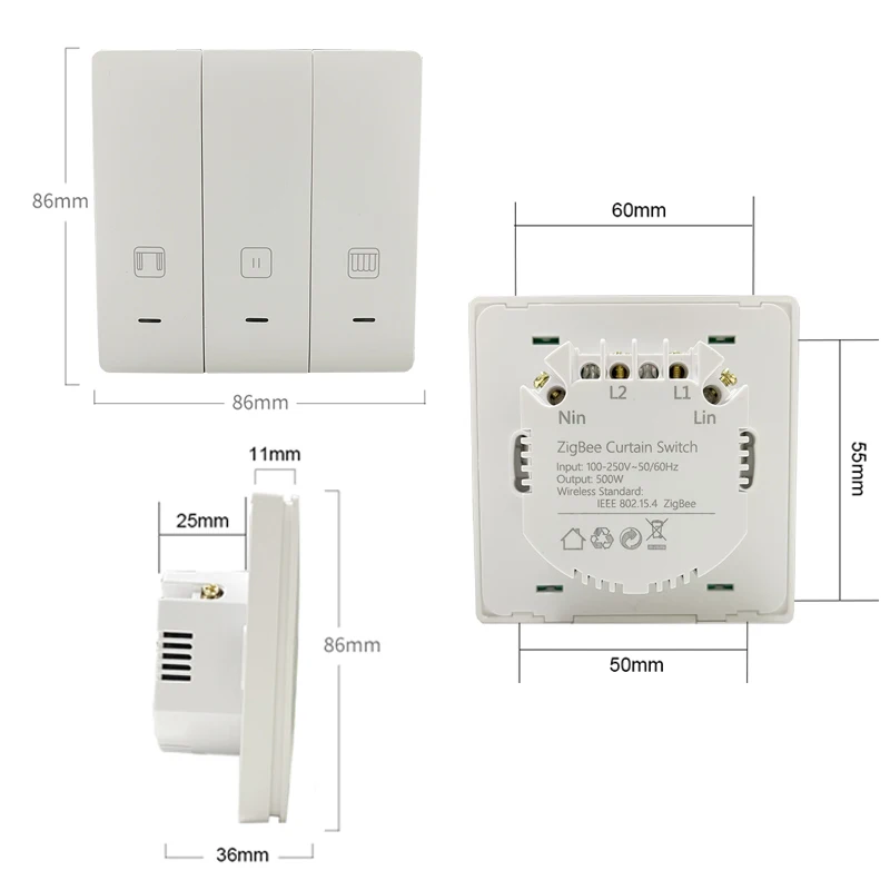 Lonsonho Tuya Zigbee Smart Curtain Switch For Roller Shutter Blind Motor EU Button Switch Smartlife Alexa Google Home Compatible