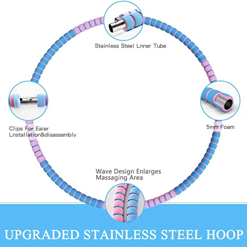 New 8Parts Detachable Stainless Steel Sport Hoop Fitness Training Gym At Home Massage Waist Ring Weight Loss Yoga Circle