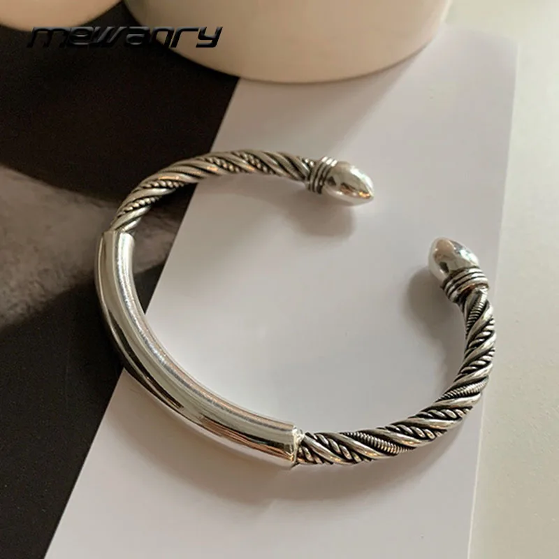 Mewanry Silver Color Couples Bracelet for Women New Trend Vintage Punk Rock Party Twist Jewelry Birthday Gifts Wholesale