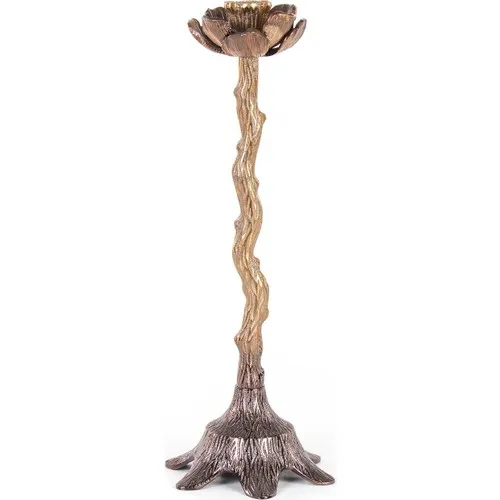 Euro Flora Decorative Metal Candlestick Copper Color 16x42 cm