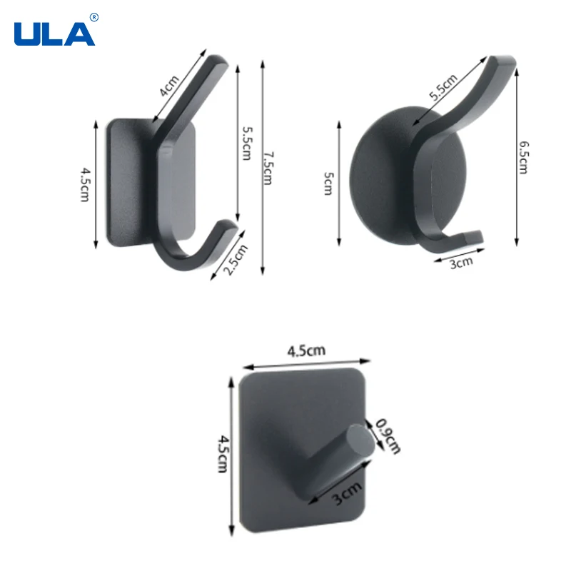 ULA Self Adhesive Wall Hooks Robe Hook Wall Hook Towel Hook for Bathroom Coat Hook Rustproof Hook Hanger for Kitchen Hardware