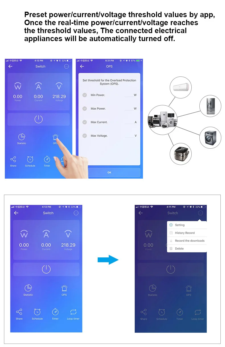 WIFI Smart RCBO residual current circuit breaker with Energy Monitoring compatible with Alexa ,Google Home for Smart Home RS485