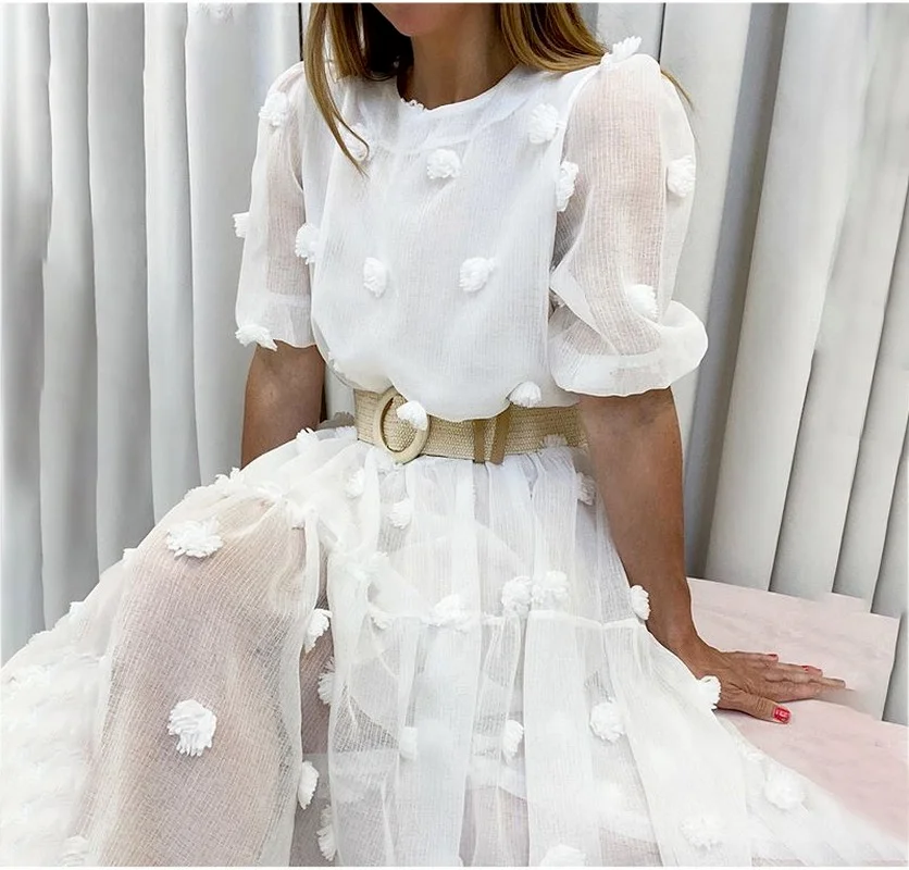 

Fashion Bohemian White Long Dress Ladies Summer Elegant Wedding Party Beach Midi Dress Ladies Fairy Maternity Dress 2023 Korean