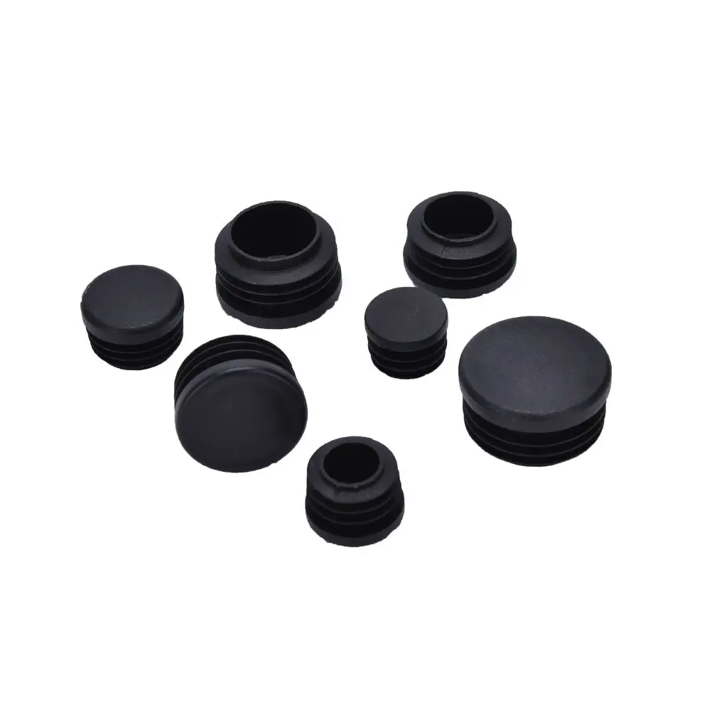 20pcs Black Plastic Blanking End Caps Round Pipe Tube Cap Insert Plugs Bung For Furniture Tables Desks Chairs Protector